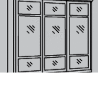 Шкаф-купе с 3-я зеркальными раздвижными створками